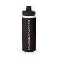Stainless Steel Sports Water Bottle – Black Topographic Design (Hydrate)