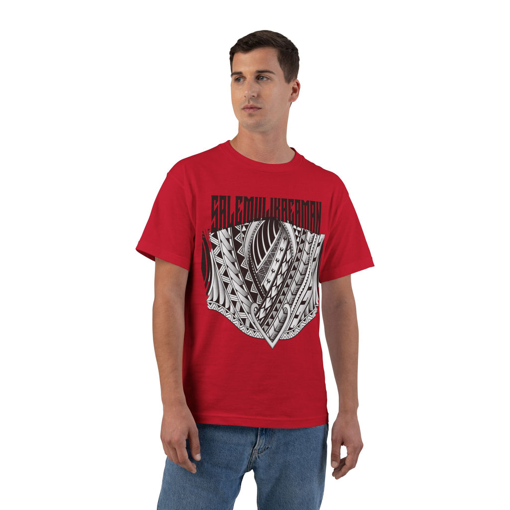 Tribal Leaf Shield T-Shirt — Polynesian Tattoo Style Graphic