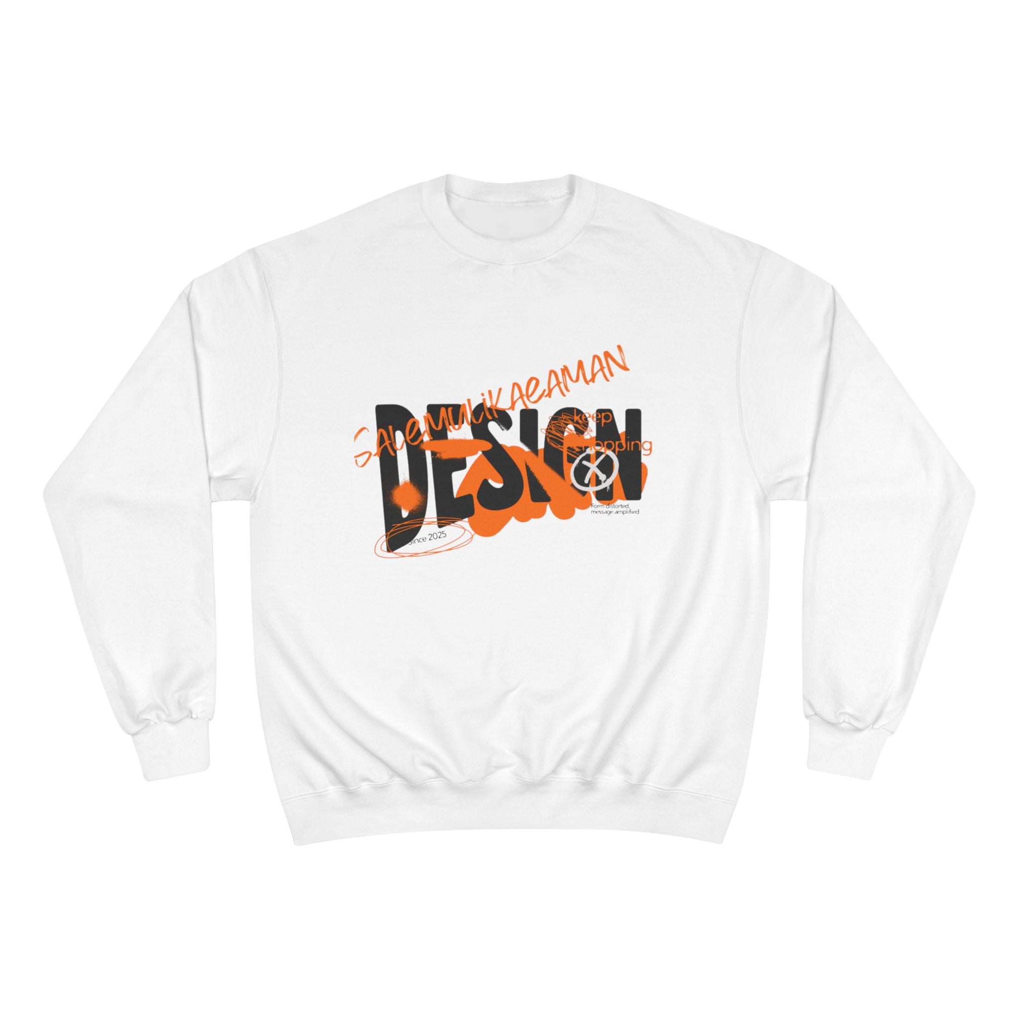 Champion Sweatshirt - Urban Graphic "Design" Crewneck in White
