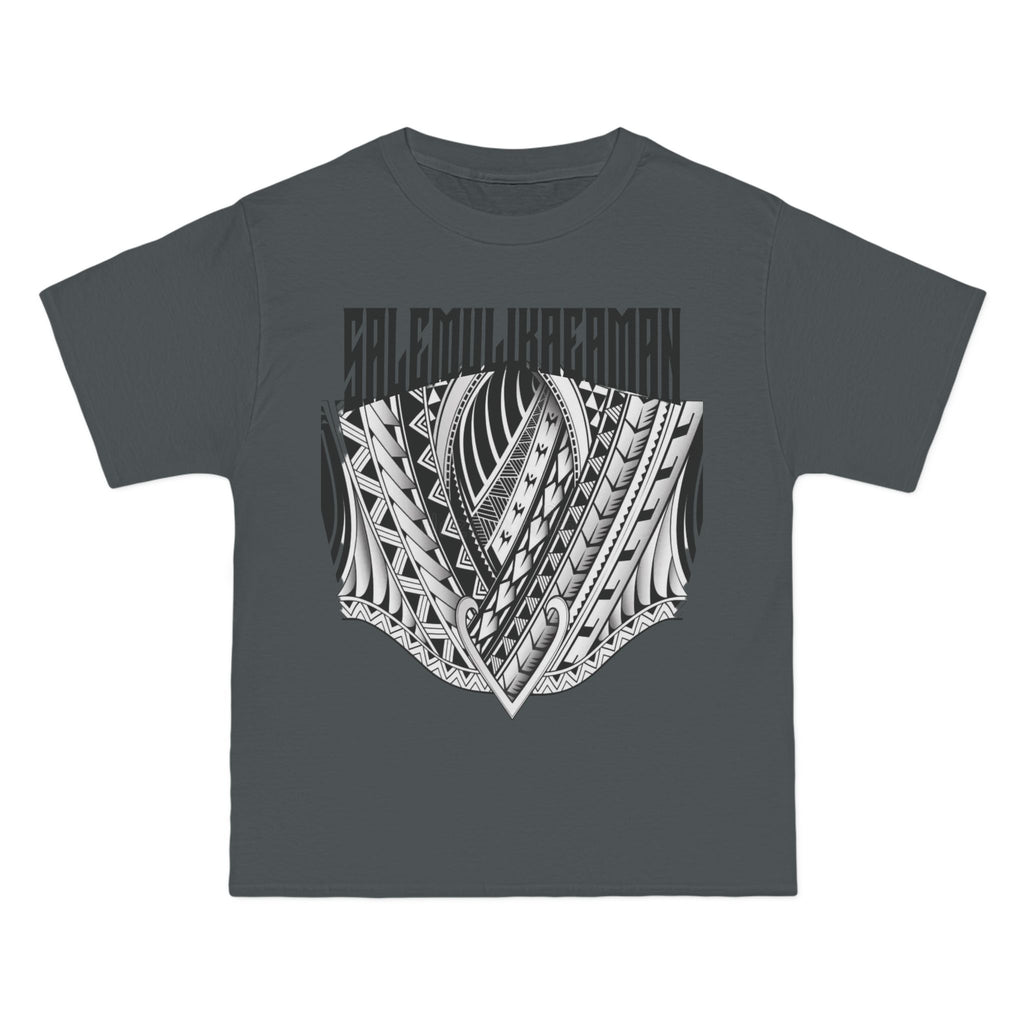 Tribal Leaf Shield T-Shirt — Polynesian Tattoo Style Graphic