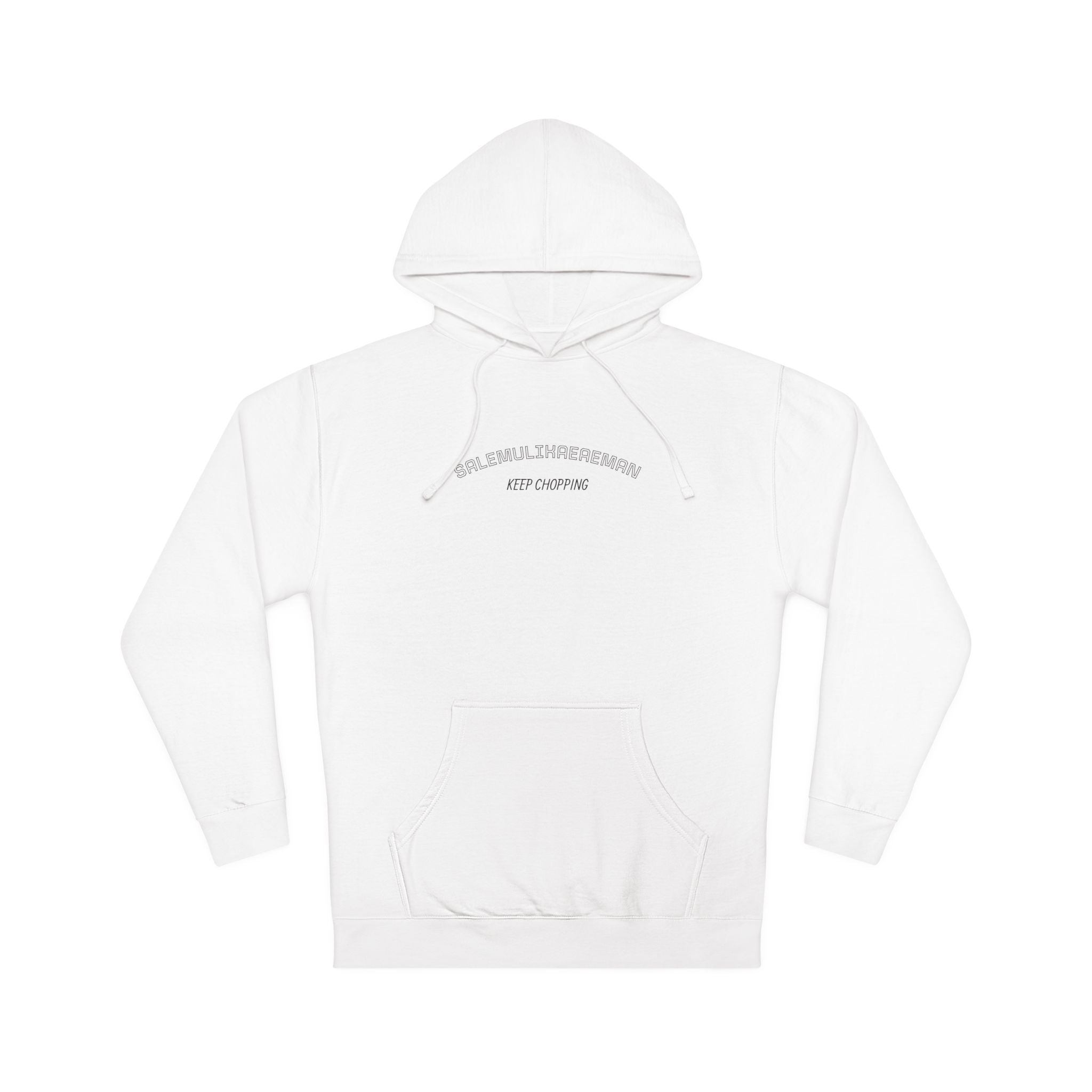 Hoodie — Minimalist Curved Text White Pullover (Subtle Script Logo)