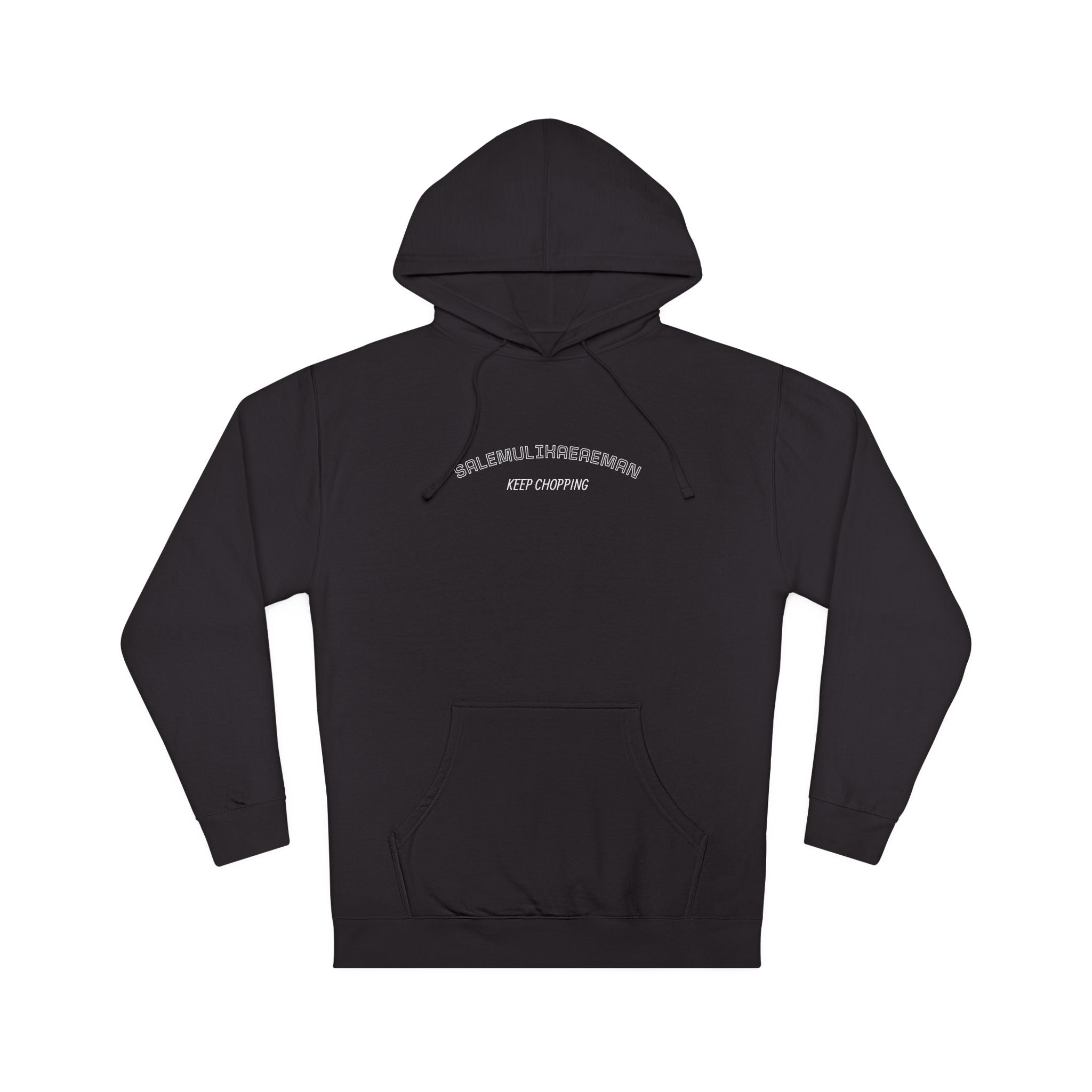Hoodie — Minimalist Curved Text White Pullover (Subtle Script Logo)